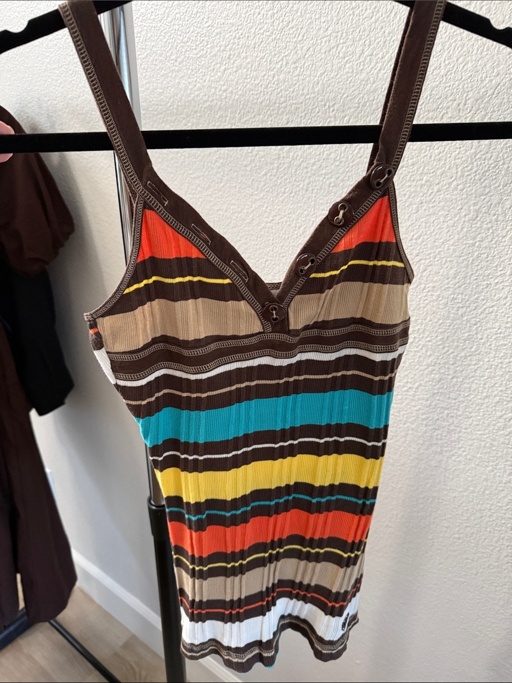 Roxy Striped Tank Top in Brown & Blue Size Small Like New